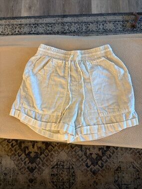 Universal Thread Cream Drawstring Linen-Blend Athletic Shorts